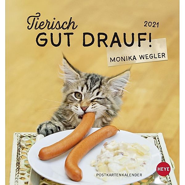 Tierisch gut drauf! Postkartenkalender 2021, Monika Wegler