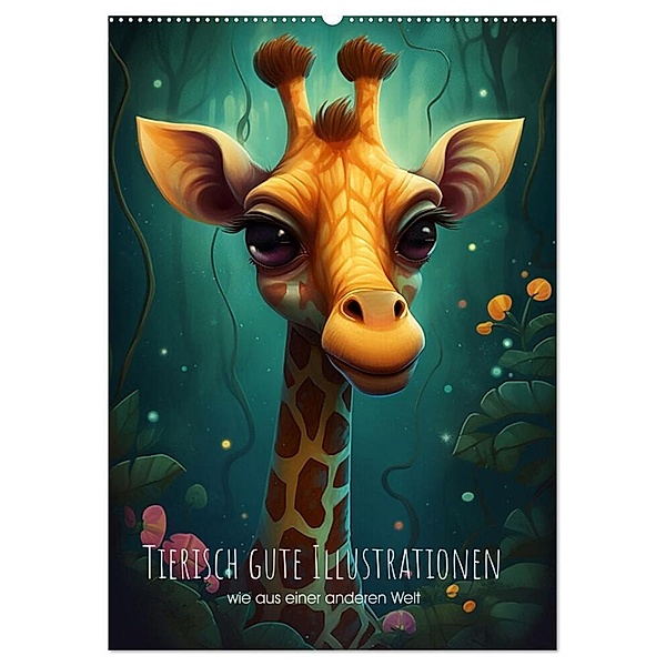 Tierisch gute Illustrationen wie aus einer anderen Welt (Wandkalender 2024 DIN A2 hoch), CALVENDO Monatskalender, artefacti