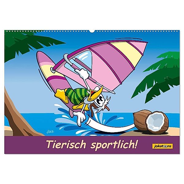 Tierisch sportlich! (Wandkalender 2024 DIN A2 quer), CALVENDO Monatskalender, jokatoons