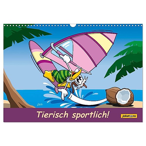 Tierisch sportlich! (Wandkalender 2024 DIN A3 quer), CALVENDO Monatskalender, jokatoons