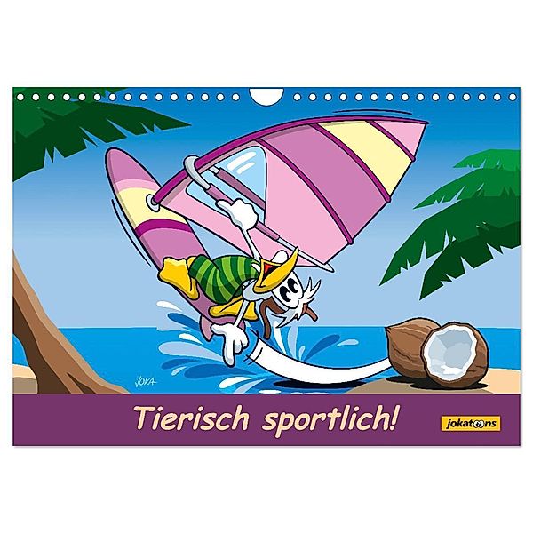 Tierisch sportlich! (Wandkalender 2024 DIN A4 quer), CALVENDO Monatskalender, jokatoons