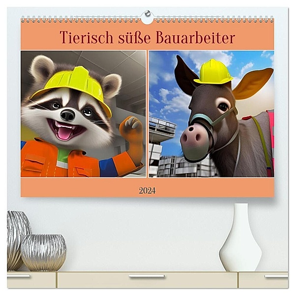 Tierisch süsse Bauarbeiter (hochwertiger Premium Wandkalender 2024 DIN A2 quer), Kunstdruck in Hochglanz, Babett Paul - Babetts Bildergalerie