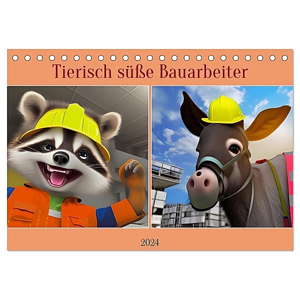 Tierisch süsse Bauarbeiter (Tischkalender 2024 DIN A5 quer), CALVENDO Monatskalender, Babett Paul - Babetts Bildergalerie