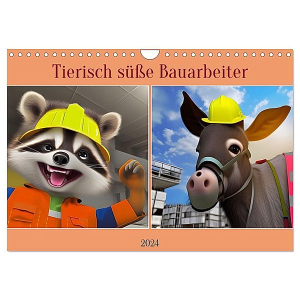 Tierisch süsse Bauarbeiter (Wandkalender 2024 DIN A4 quer), CALVENDO Monatskalender, Babett Paul - Babetts Bildergalerie