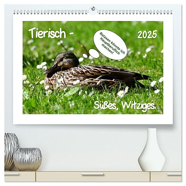 Tierisch - Süsses, Witziges. (hochwertiger Premium Wandkalender 2025 DIN A2 quer), Kunstdruck in Hochglanz, Calvendo, Marlise Gaudig