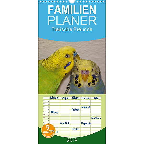 Tierische Freunde - Familienplaner hoch (Wandkalender 2019 , 21 cm x 45 cm, hoch)