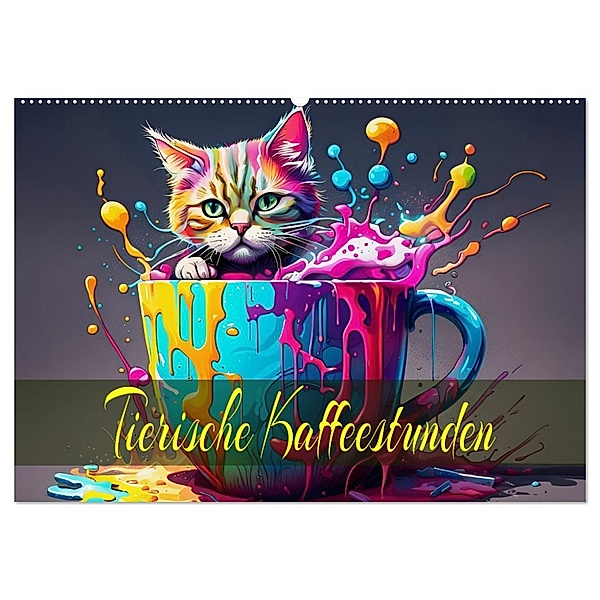 Tierische Kaffeestunden (Wandkalender 2025 DIN A2 quer), CALVENDO Monatskalender, Calvendo, Dusanka Djeric