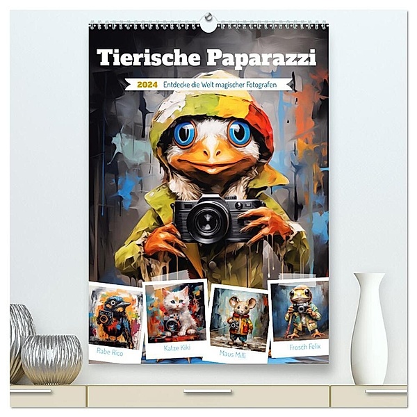Tierische Paparazzi (hochwertiger Premium Wandkalender 2024 DIN A2 hoch), Kunstdruck in Hochglanz, DigitalDreamweaver - Simone Hug
