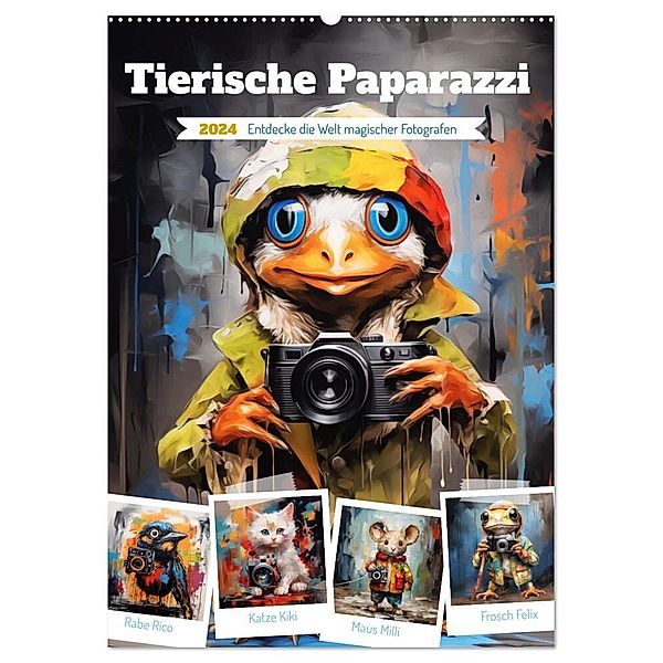 Tierische Paparazzi (Wandkalender 2024 DIN A2 hoch), CALVENDO Monatskalender, DigitalDreamweaver - Simone Hug