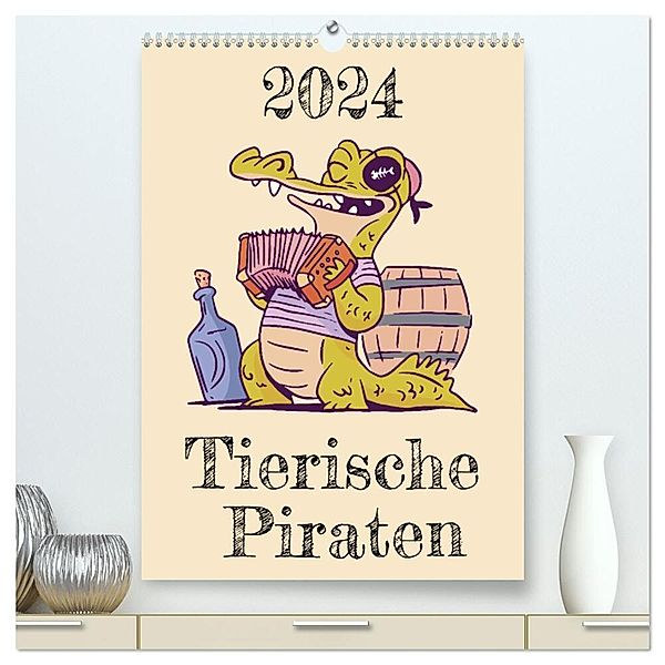 Tierische Piraten (hochwertiger Premium Wandkalender 2024 DIN A2 hoch), Kunstdruck in Hochglanz, Luca Schmidt