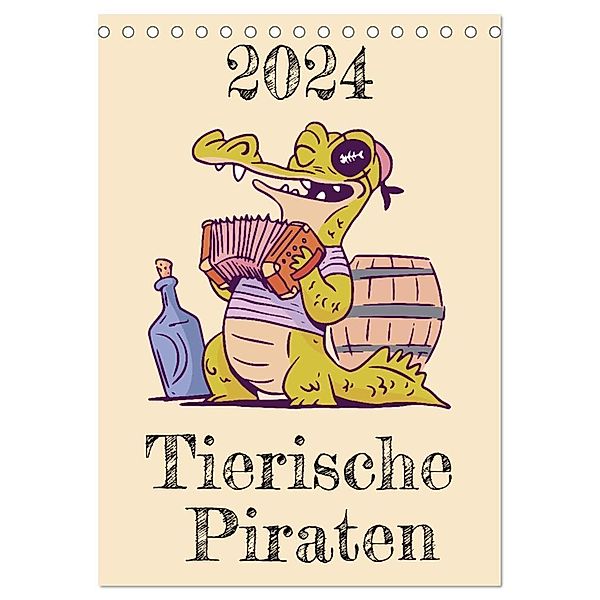 Tierische Piraten (Tischkalender 2024 DIN A5 hoch), CALVENDO Monatskalender, Luca Schmidt