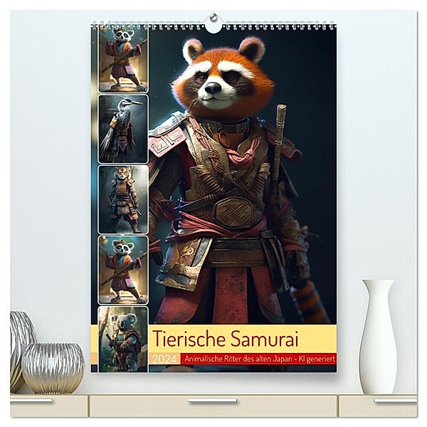 Tierische Samurai (hochwertiger Premium Wandkalender 2024 DIN A2 hoch), Kunstdruck in Hochglanz, Cathrin Illgen