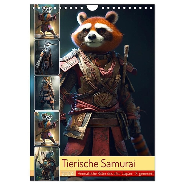 Tierische Samurai (Wandkalender 2024 DIN A4 hoch), CALVENDO Monatskalender, Cathrin Illgen