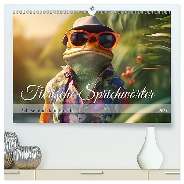 Tierische Sprichwörter (hochwertiger Premium Wandkalender 2025 DIN A2 quer), Kunstdruck in Hochglanz, Calvendo, Daniela Tapper