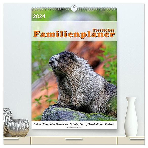 Tierischer Familienplaner (hochwertiger Premium Wandkalender 2024 DIN A2 hoch), Kunstdruck in Hochglanz, Jana Thiem-Eberitsch