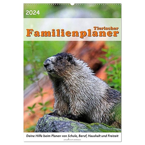 Tierischer Familienplaner (Wandkalender 2024 DIN A2 hoch), CALVENDO Monatskalender, Jana Thiem-Eberitsch
