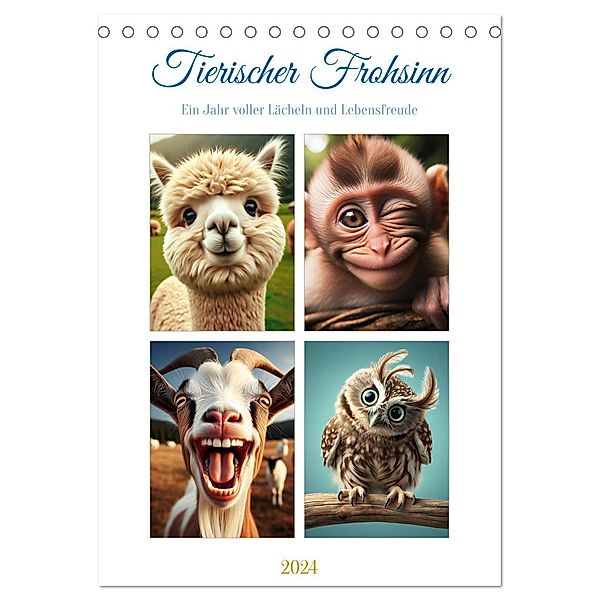 Tierischer Frohsinn - Ein Jahr voller Lächeln und Lebensfreude (Tischkalender 2024 DIN A5 hoch), CALVENDO Monatskalender, Calvendo, Marco Warstat