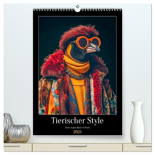 Tierischer Style (hochwertiger Premium Wandkalender 2025 DIN A2 hoch), Kunstdruck in Hochglanz, Calvendo, Charles Schrader