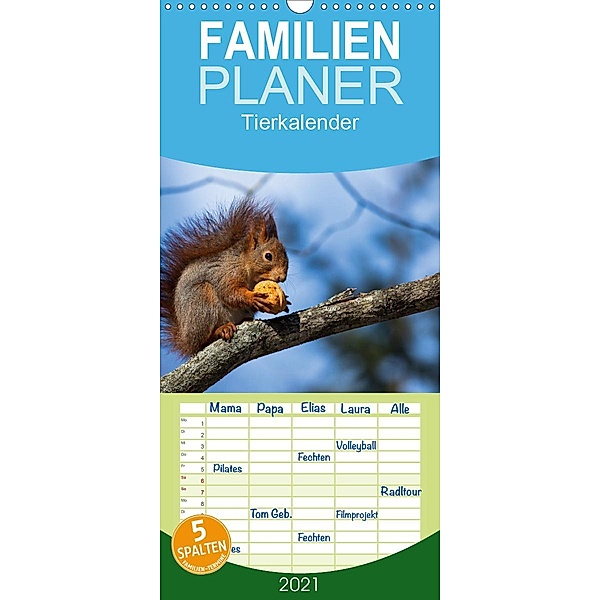 Tierkalender 2021 - Familienplaner hoch (Wandkalender 2021 , 21 cm x 45 cm, hoch), Frank Tschöpe
