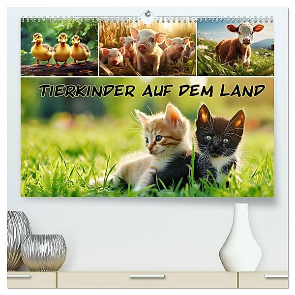 Tierkinder auf dem Land (hochwertiger Premium Wandkalender 2025 DIN A2 quer), Kunstdruck in Hochglanz, Calvendo, Susan Michel
