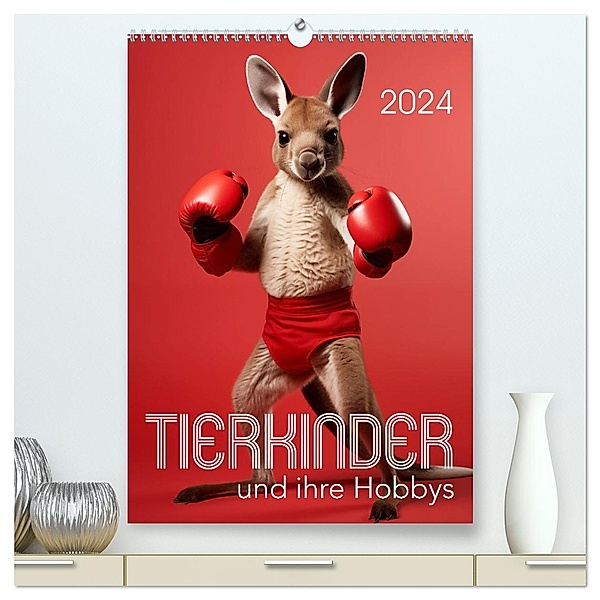 Tierkinder und ihre Hobbys (hochwertiger Premium Wandkalender 2024 DIN A2 hoch), Kunstdruck in Hochglanz, Calvendo, Petra Zarre