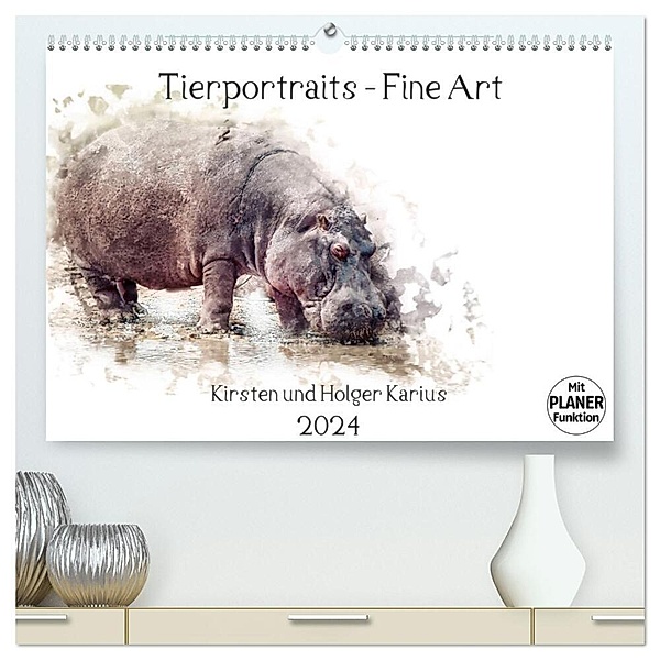 Tierportraits - Fine Art (hochwertiger Premium Wandkalender 2024 DIN A2 quer), Kunstdruck in Hochglanz, Kirsten Karius