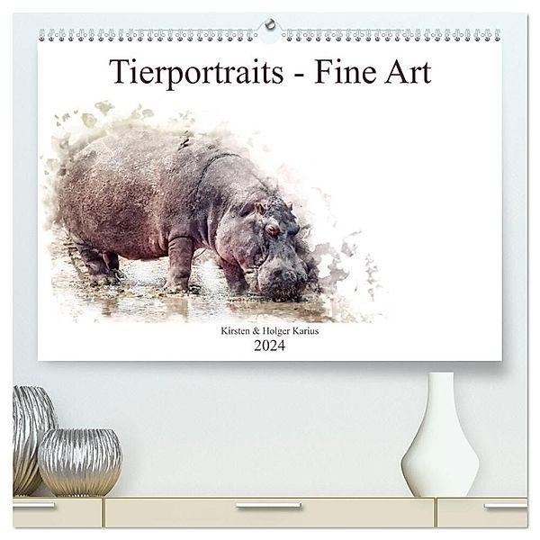 Tierportraits - Fine Art (hochwertiger Premium Wandkalender 2024 DIN A2 quer), Kunstdruck in Hochglanz, Kirsten Karius