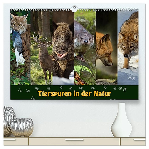 Tierspuren in der Natur (hochwertiger Premium Wandkalender 2024 DIN A2 quer), Kunstdruck in Hochglanz, Johann Schörkhuber