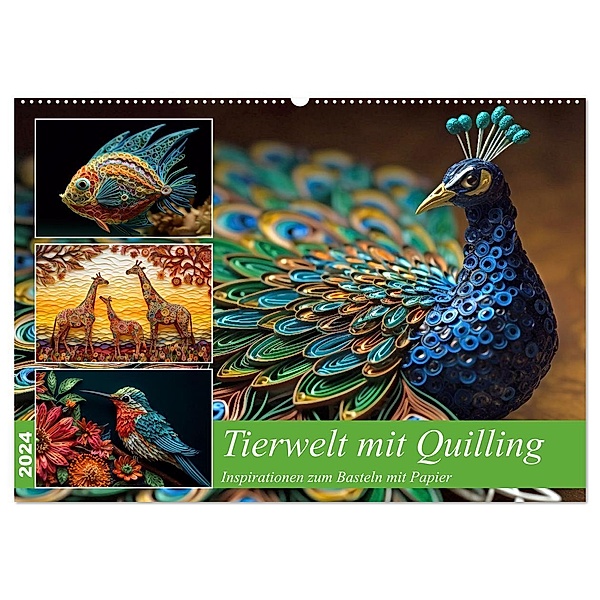 Tierwelt mit Quilling (Wandkalender 2024 DIN A2 quer), CALVENDO Monatskalender, Kerstin Waurick