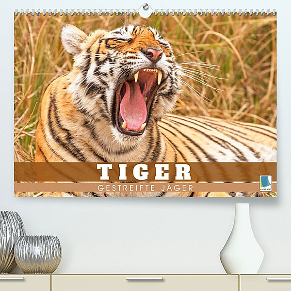 Tiger: Gestreifte Jäger (Premium, hochwertiger DIN A2 Wandkalender 2023, Kunstdruck in Hochglanz), Calvendo