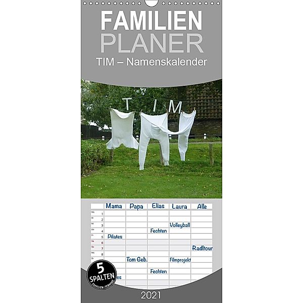 TIM - Namenskalender - Familienplaner hoch (Wandkalender 2021 , 21 cm x 45 cm, hoch), Schnellewelten