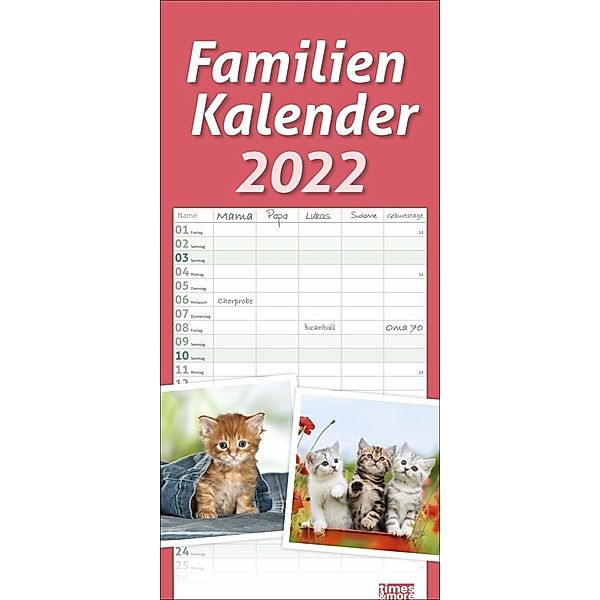 times&more Katzen Familienplaner Kalender 2022