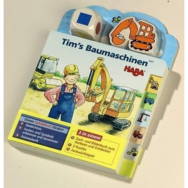 Tim's Baumaschinen (Rahmenpuzzle), m. Holzwürfel u. -figur