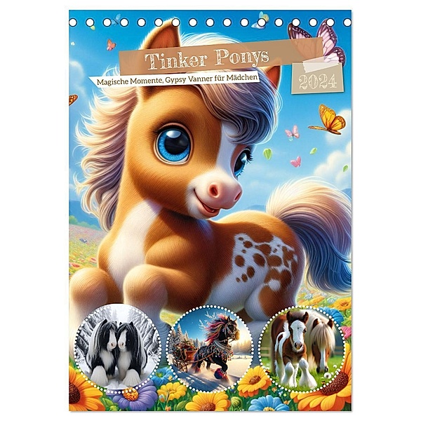 Tinker Ponys - Magische Momente, Gypsy Vanner für Mädchen (Tischkalender 2024 DIN A5 hoch), CALVENDO Monatskalender, Calvendo, Marco Warstat
