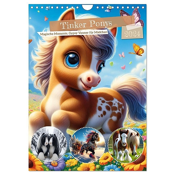 Tinker Ponys - Magische Momente, Gypsy Vanner für Mädchen (Wandkalender 2024 DIN A4 hoch), CALVENDO Monatskalender, Calvendo, Marco Warstat
