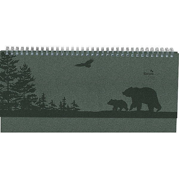 Tisch-Querkalender Nature Line Pine 2025 - Tisch-Kalender - Büro-Kalender quer 29,7x13,5 cm - 1 Woche 2 Seiten - Umwelt-Kalender - mit Hardcover