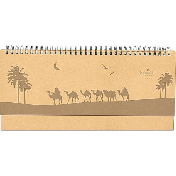 Tisch-Querkalender Nature Line Sand 2023 - Tisch-Kalender - Büro-Kalender quer 29,7x13,5 cm - 1 Woche 2 Seiten - Umwelt-