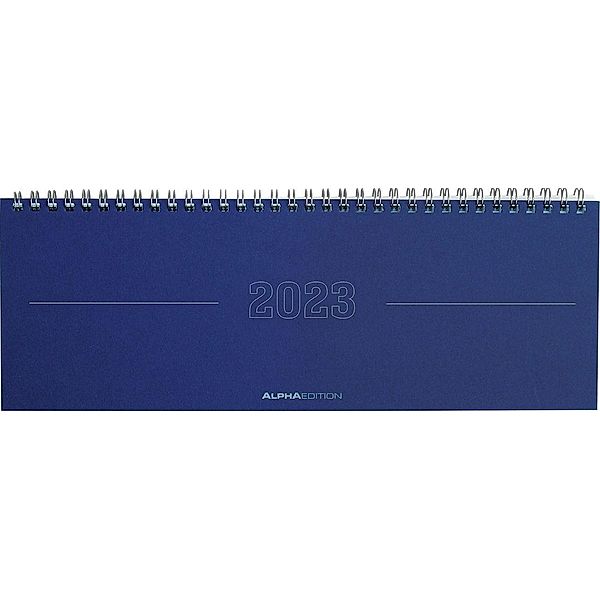 Tisch-Querkalender Papyrus Blau 2023 - Büro-Planer 29,7x10,5 cm - Tisch-Kalender - 1 Woche 2 Seiten - Ringbindung - Alph
