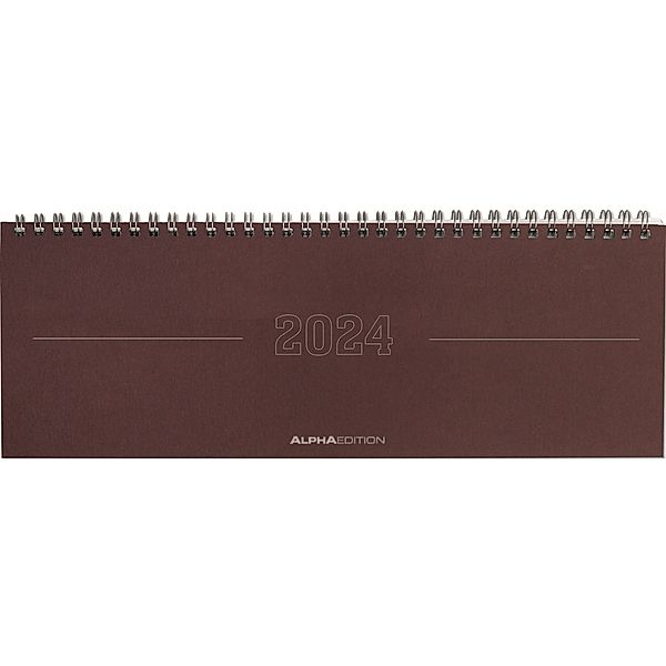 Tisch-Querkalender Papyrus Rot 2024 - Büro-Planer 29,7x10,5 cm - Tisch-Kalender - 1 Woche 2 Seiten - Ringbindung - Alpha Edition