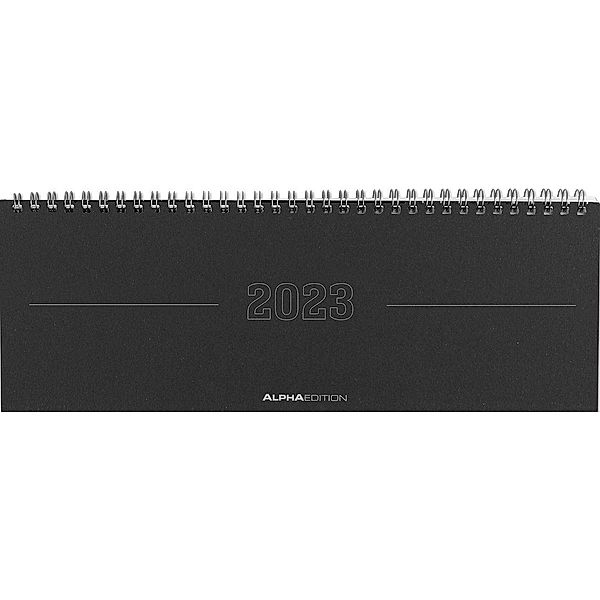 Tisch-Querkalender Papyrus Schwarz 2023 - Büro-Planer 29,7x10,5 cm - Tisch-Kalender - 1 Woche 2 Seiten - Ringbindung - A