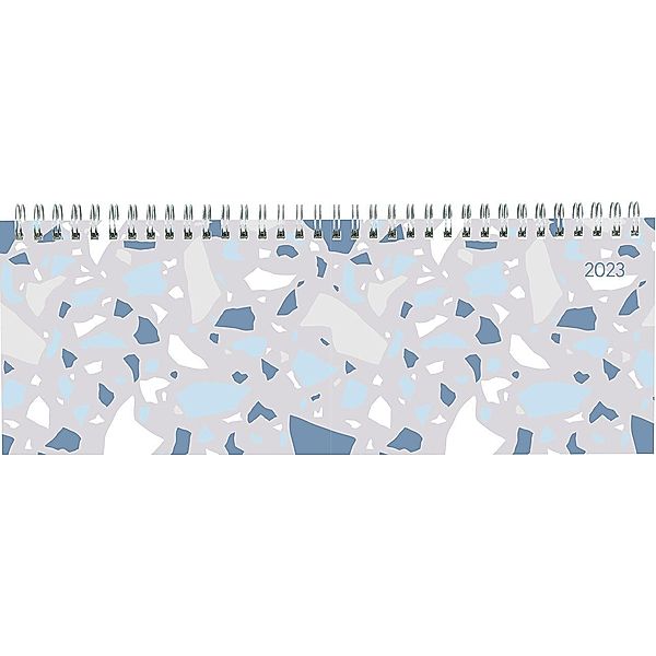 Tisch-Querkalender Style Terrazzo 2023 - Büro-Planer 29,7x10,5 cm - Tisch-Kalender - 1 Woche 2 Seiten - Ringbindung - Al