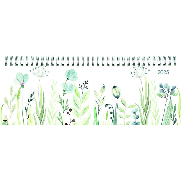 Tisch-Querkalender Style Wildblumen 2025 - Büro-Planer 29,7x10,5 cm - Tisch-Kalender - 1 Woche 2 Seiten - Ringbindung - Zettler