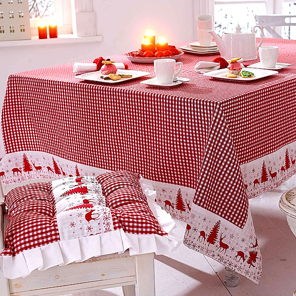 Tischdecke Oslo rot/weiß