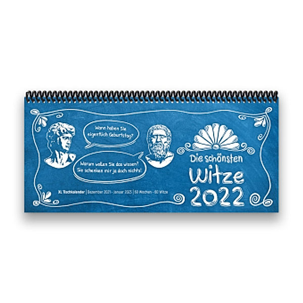 Tischkalender 2022 XL - Die schönsten Witze, blau