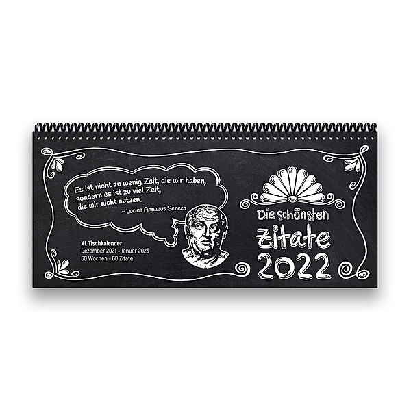Tischkalender 2022 XL - Die schönsten Zitate, schwarz