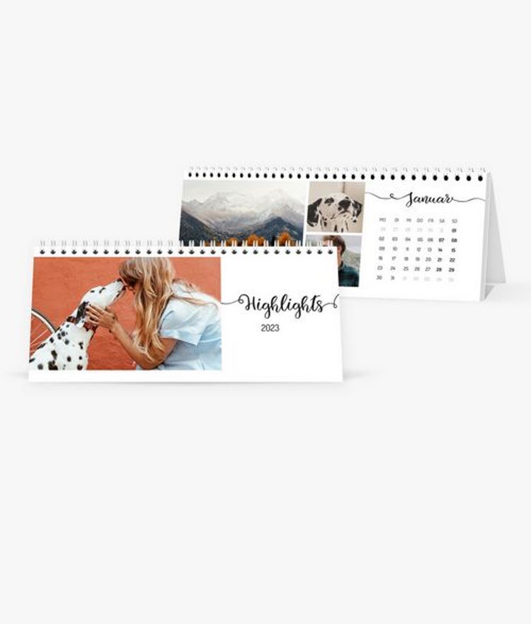 Tischkalender 2023 gestalten mit eigenen Fotos 12 x 26,5 cm im Design  Handlettering - Kalender bestellen