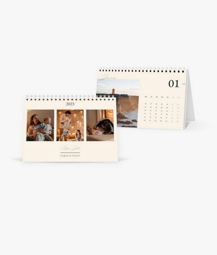 Tischkalender 2023 gestalten mit eigenen Fotos A5 Quer im Design Golden -  Kalender bestellen