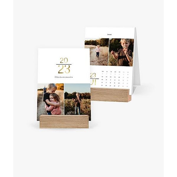 Tischkalender 2023 gestalten mit eigenen Fotos (A6 Hoch) im Design Goldene Zahl