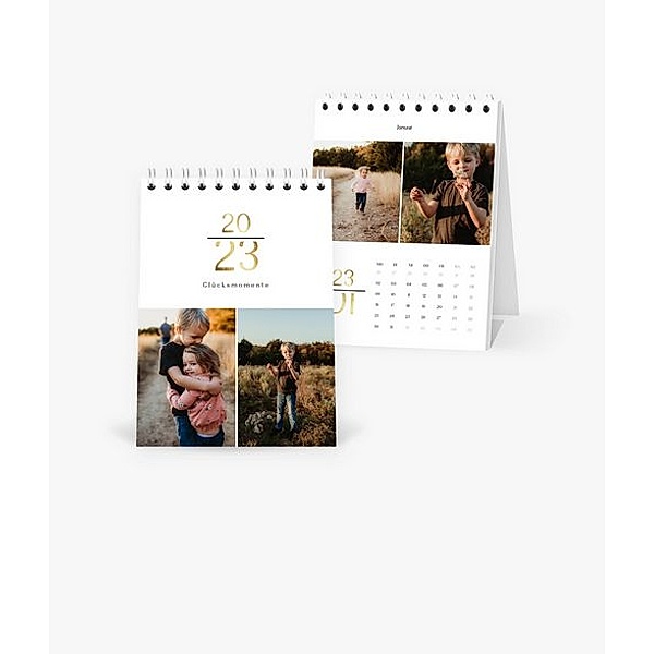 Tischkalender 2023 gestalten mit eigenen Fotos (A6 Hoch) im Design Goldene Zahl