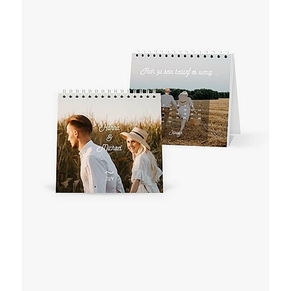 Tischkalender 2024 gestalten mit eigenen Fotos (14,5 x 14,5 cm) im Design Love &amp; Peace